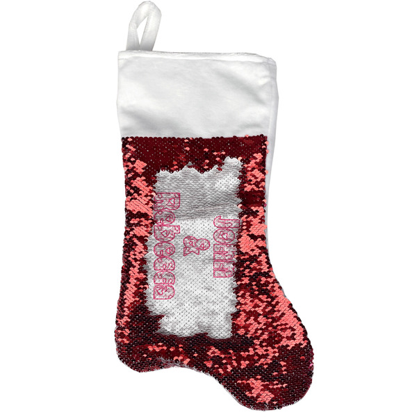 Custom Valentine's Day Reversible Sequin Stocking - Red (Personalized)