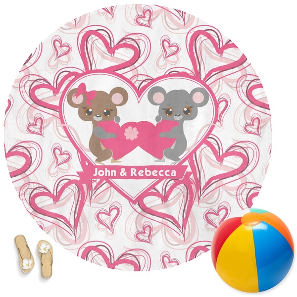 Custom Valentine's Day Round Beach Towel (Personalized)