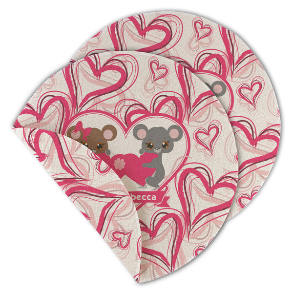 Custom Valentine's Day Round Linen Placemat - Double Sided - Set of 4 (Personalized)