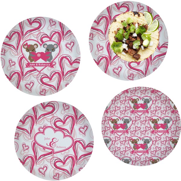 Custom Valentine's Day Set of 4 Glass Lunch / Dinner Plate 10" (Personalized)