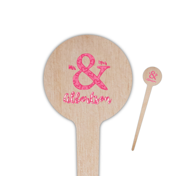 Custom Valentine's Day 4" Round Wooden Food Picks - Single Sided (Personalized)