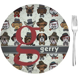 Hipster Dogs Glass Appetizer / Dessert Plate 8" (Personalized)
