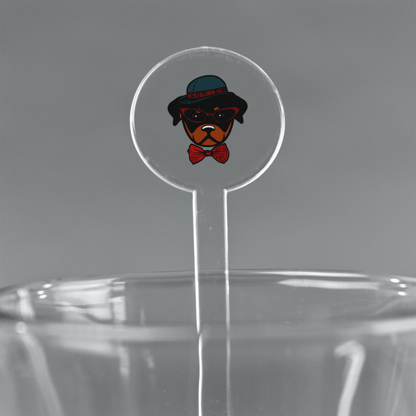 Custom Hipster Dogs 7" Round Plastic Stir Sticks - Clear