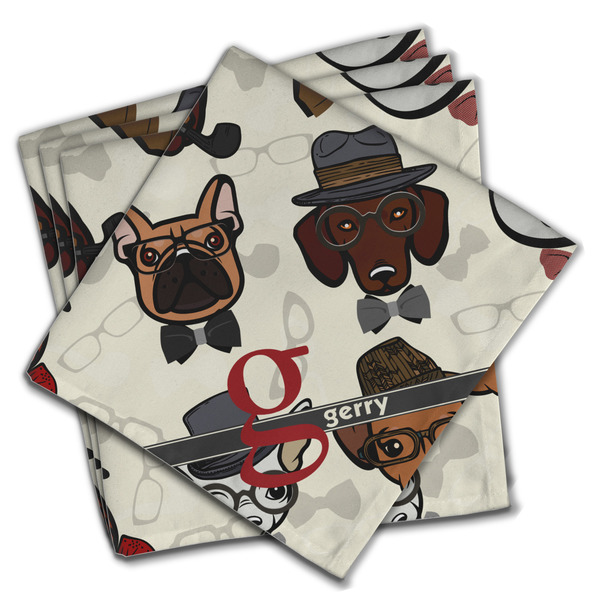 Custom Hipster Dogs Cloth Napkins (Set of 4) (Personalized)