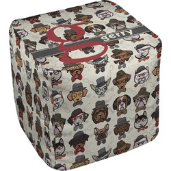 Hipster Dogs Cube Pouf Ottoman (Personalized)