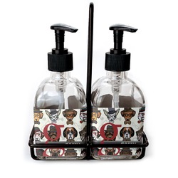 Hipster Dogs Glass Soap & Lotion Bottle Set (Personalized)