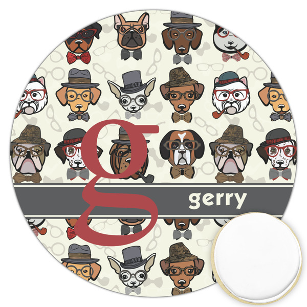 Custom Hipster Dogs Printed Cookie Topper - 3.25" (Personalized)