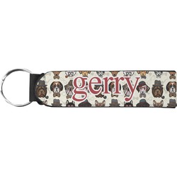 Hipster Dogs Neoprene Keychain Fob (Personalized)
