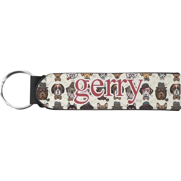 Custom Hipster Dogs Neoprene Keychain Fob (Personalized)