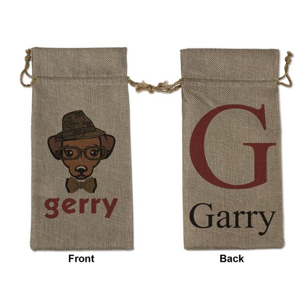 Custom Hipster Dogs Large Burlap Gift Bag - Front & Back (Personalized)