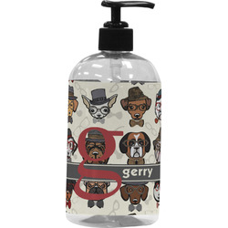 Hipster Dogs Plastic Soap / Lotion Dispenser (16 oz - Large - Black) (Personalized)