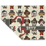 Hipster Dogs Double-Sided Linen Placemat - Single w/ Name and Initial