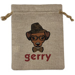 Hipster Dogs Medium Burlap Gift Bag - Front