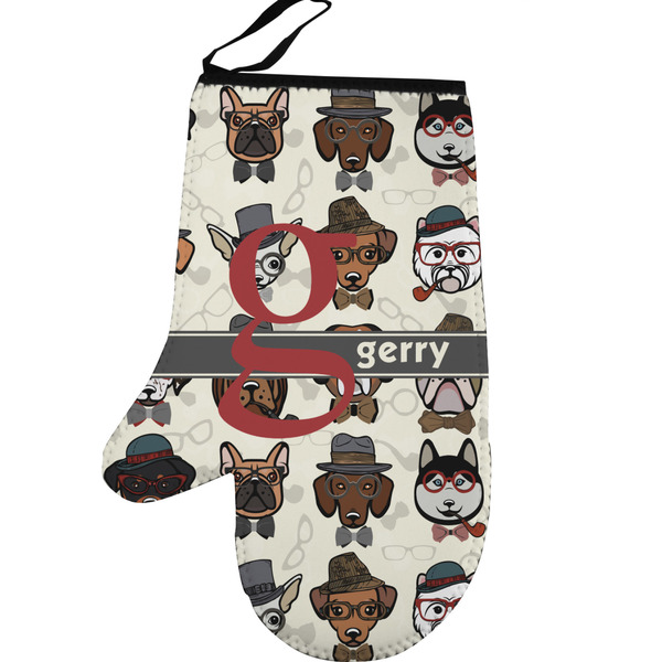 Custom Hipster Dogs Left Oven Mitt (Personalized)