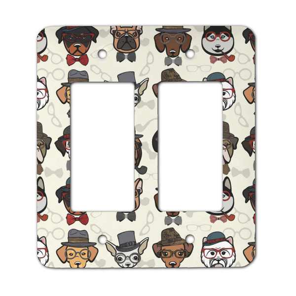 Custom Hipster Dogs Rocker Style Light Switch Cover - Two Switch