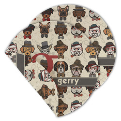 Hipster Dogs Round Linen Placemat - Double Sided (Personalized)