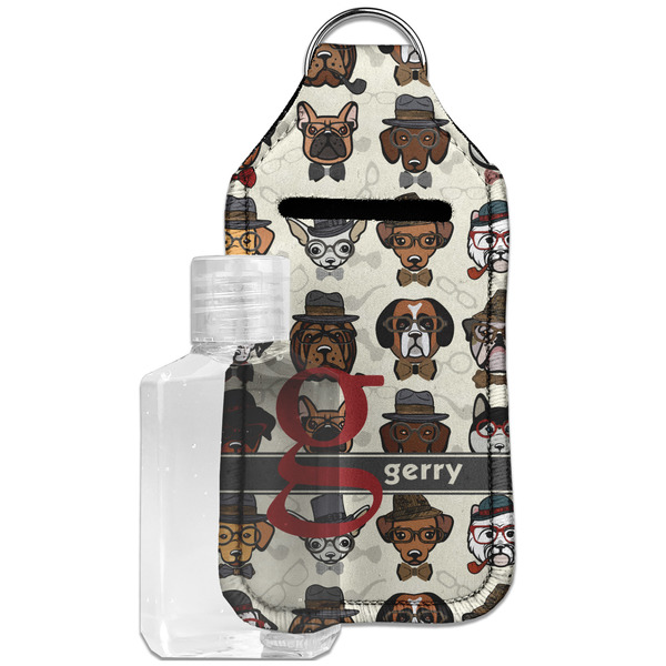 Custom Hipster Dogs Hand Sanitizer & Keychain Holder - Large (Personalized)