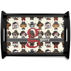 Hipster Dogs Black Wooden Tray - Small (Personalized)