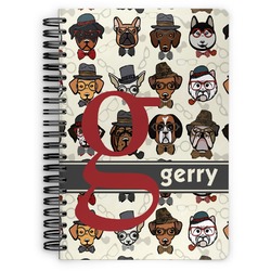Hipster Dogs Spiral Notebook - 7x10 w/ Name and Initial
