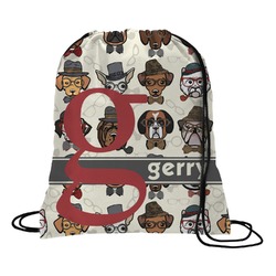 Hipster Dogs Drawstring Backpack - Medium (Personalized)