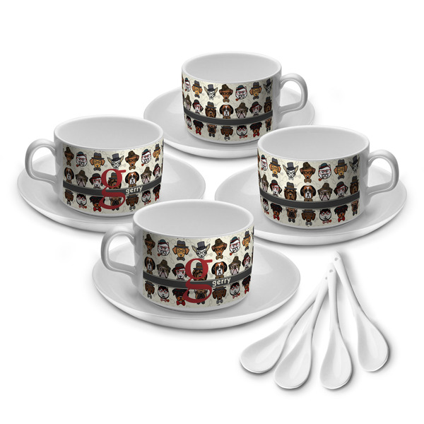 Custom Hipster Dogs Tea Cup - Set of 4 (Personalized)