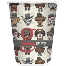 Hipster Dogs Waste Basket - Single Sided (White) (Personalized)