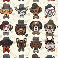 Hipster Dogs Wallpaper & Surface Covering (Peel & Stick 24"x 24" Sample)