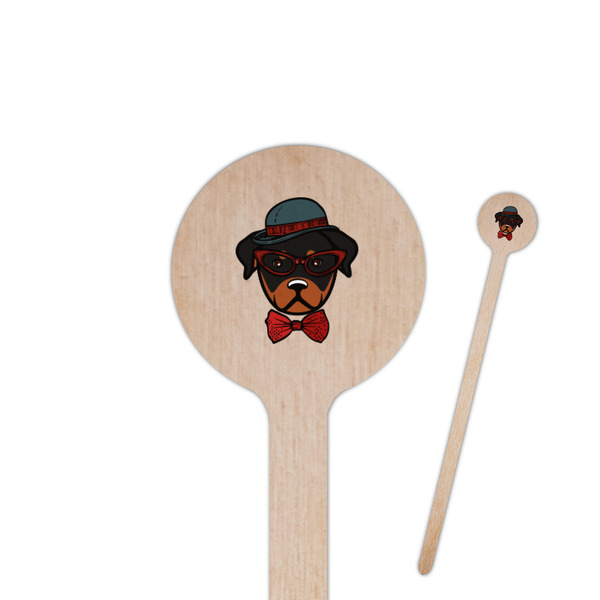 Custom Hipster Dogs 7.5" Round Wooden Stir Sticks - Single Sided