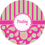 Pink & Green Paisley and Stripes Multipurpose Round Labels - 1" (Personalized)