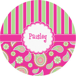 Pink & Green Paisley and Stripes Multipurpose Round Labels - 1" (Personalized)