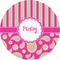 Pink & Green Paisley and Stripes 1" Multipurpose Round Labels - Single Sticker