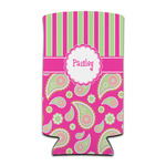 Pink & Green Paisley and Stripes Can Cooler (tall 12 oz) (Personalized)