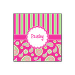 Pink & Green Paisley and Stripes Wood Print - 12x12 (Personalized)