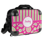Pink & Green Paisley and Stripes Hard Shell Briefcase - 15" (Personalized)