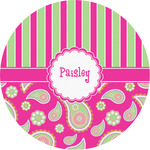 Pink & Green Paisley and Stripes Multipurpose Round Labels - 2" (Personalized)