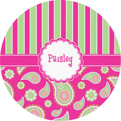 Pink & Green Paisley and Stripes Multipurpose Round Labels - 2" (Personalized)