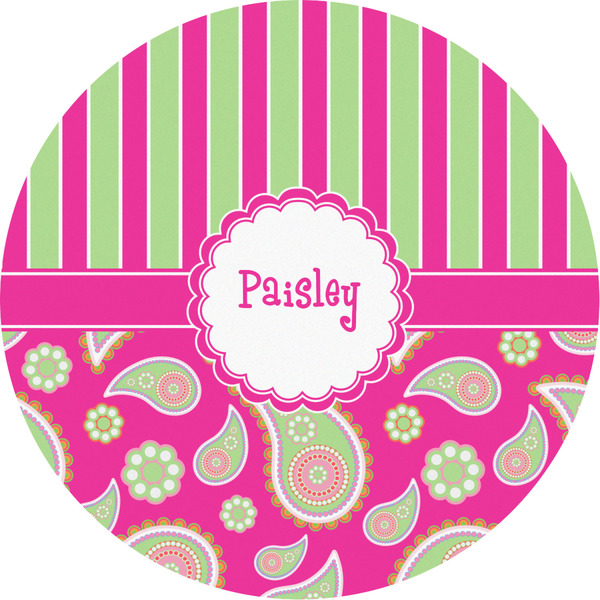 Custom Pink & Green Paisley and Stripes Multipurpose Round Labels - 2" (Personalized)