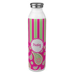 Pink & Green Paisley and Stripes 20oz Stainless Steel Water Bottle - Full Print (Personalized)