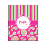 Pink & Green Paisley and Stripes Wood Print - 20x24 (Personalized)