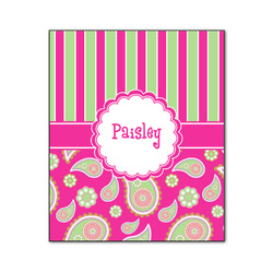 Pink & Green Paisley and Stripes Wood Print - 20x24 (Personalized)