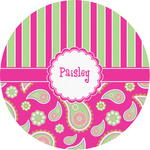 Pink & Green Paisley and Stripes Multipurpose Round Labels - 3" (Personalized)