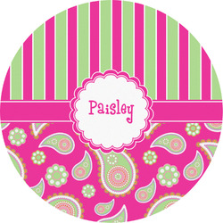 Pink & Green Paisley and Stripes Multipurpose Round Labels - 5" (Personalized)