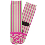 Pink & Green Paisley and Stripes Adult Crew Socks