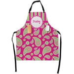 Pink & Green Paisley and Stripes Apron With Pockets w/ Name or Text