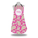 Pink & Green Paisley and Stripes Apron w/ Name or Text