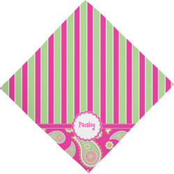 Pink & Green Paisley and Stripes Dog Bandana Scarf w/ Name or Text