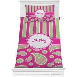 Pink & Green Paisley and Stripes Comforter Set - Twin (Personalized)