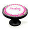 Pink & Green Paisley and Stripes Black Custom Cabinet Knob (Side)