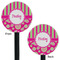 Pink & Green Paisley and Stripes Black Plastic 5.5" Stir Stick - Double Sided - Round - Front & Back