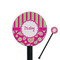 Pink & Green Paisley and Stripes Black Plastic 5.5" Stir Stick - Round - Closeup